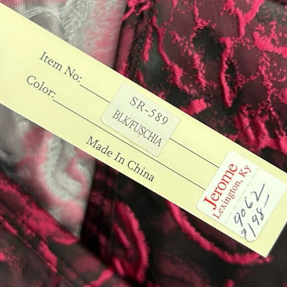 NWT Jerry T Black & Fuschia Pink Floral Print Button Front Jacket Womens Large - Picture 7 of 7